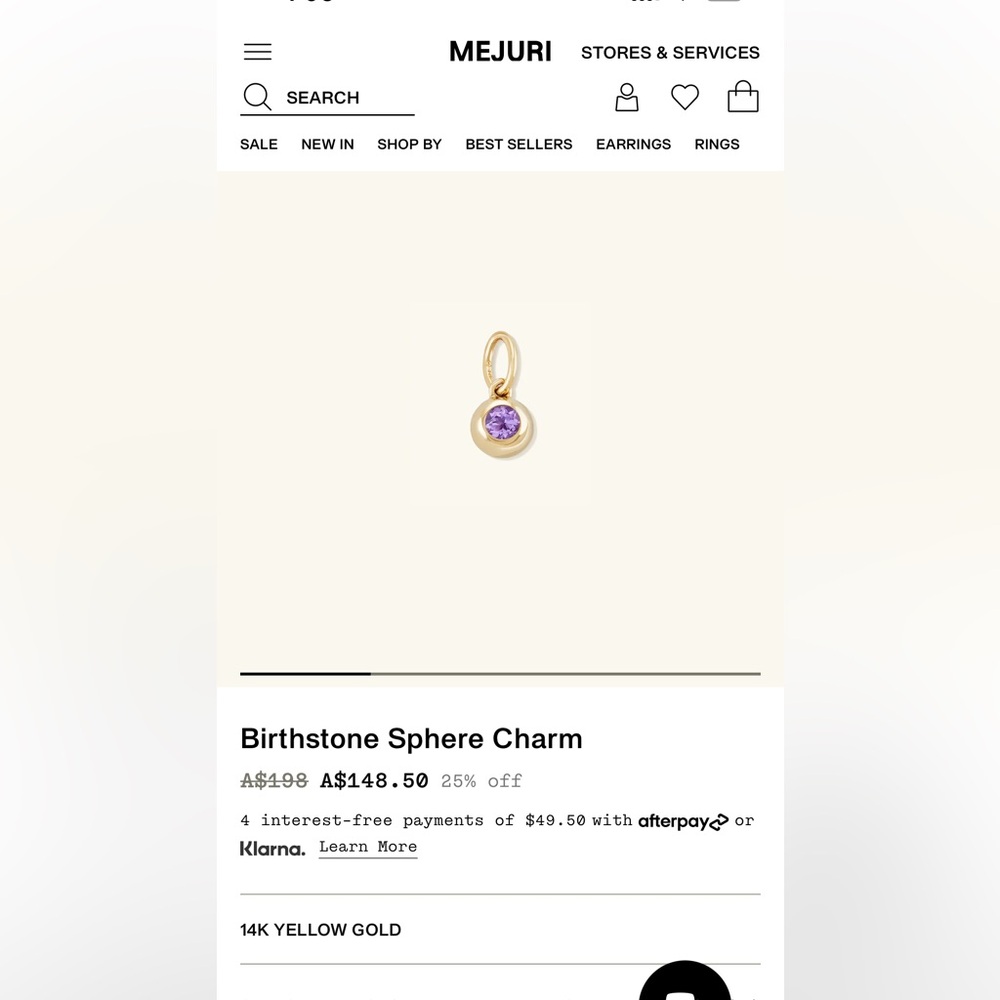 Mejuri - 14k solid Gold and Opal Pendant - charm - Picture 7 of 7